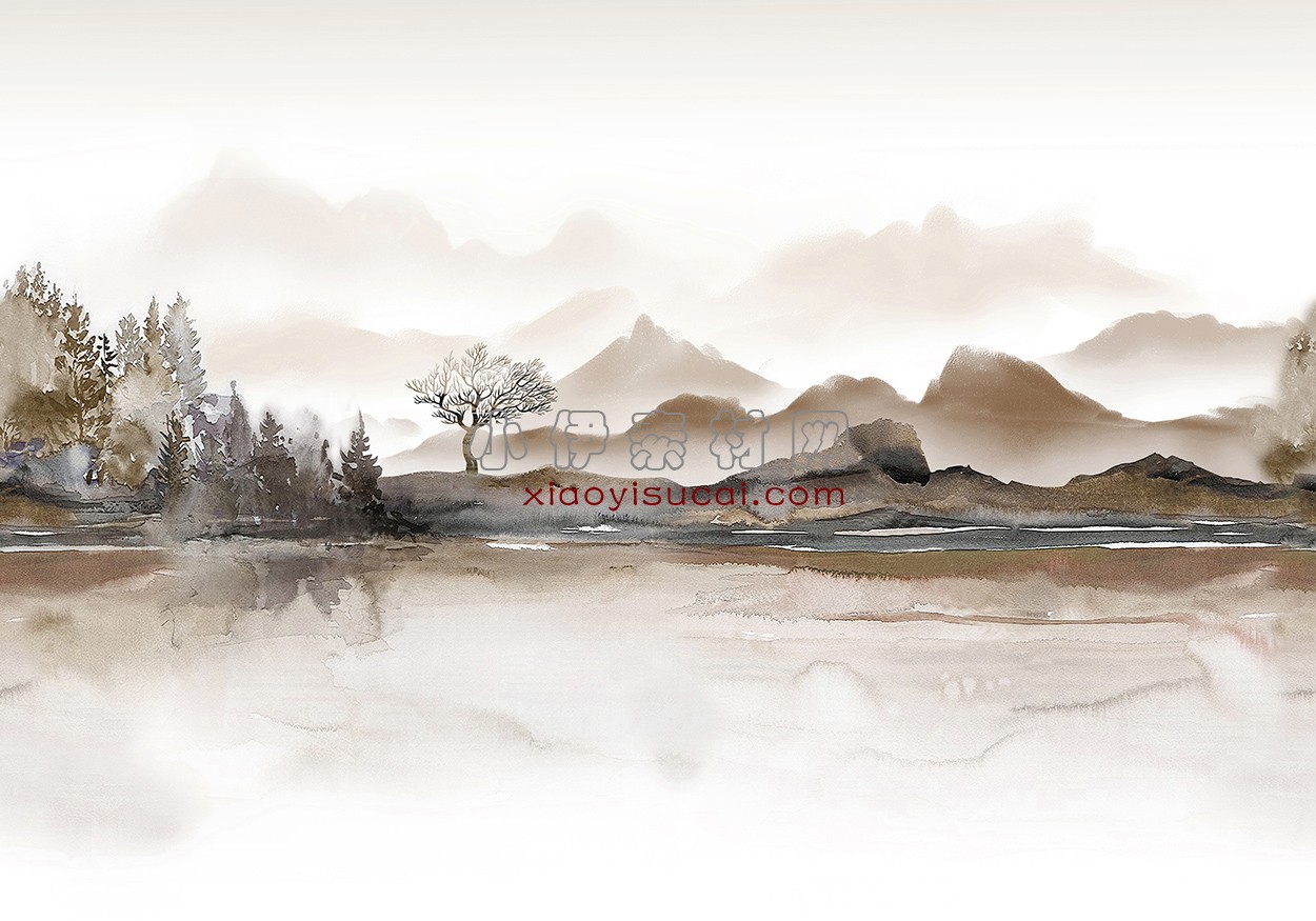 新中式墙纸 山水画-1