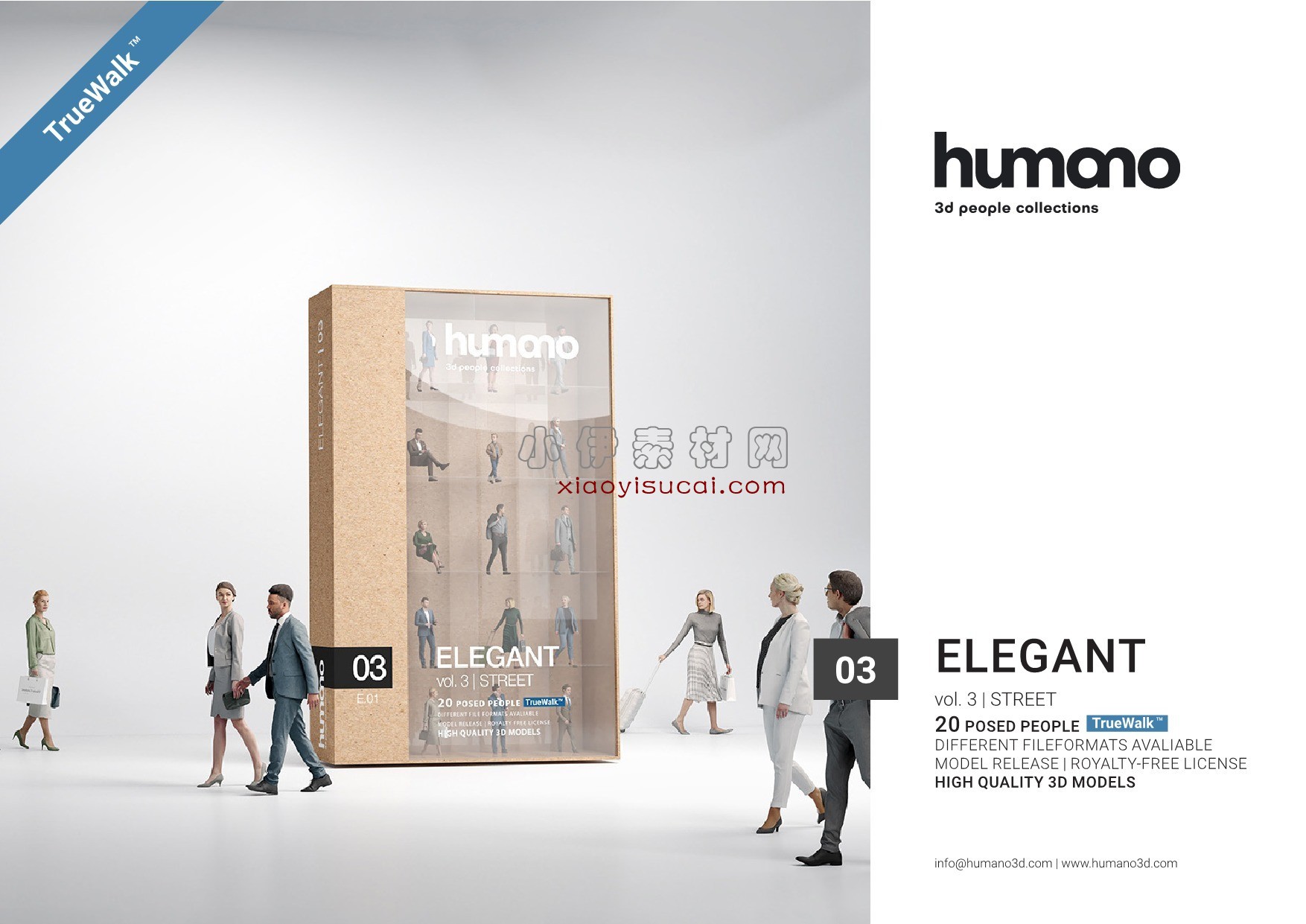 【人物模型】20个三维人物3D模型 Humano 3D people Vol.03 Casual-1
